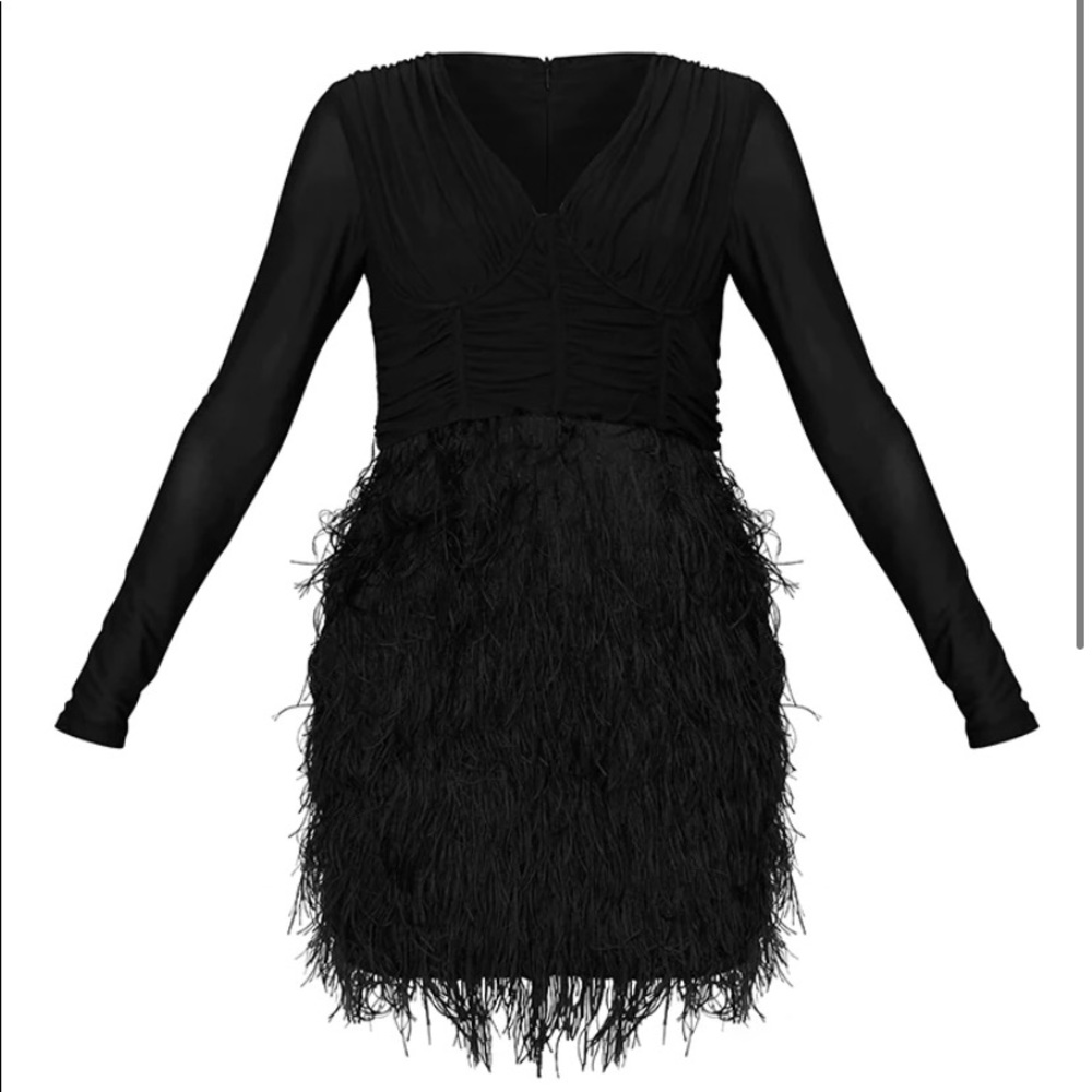 Black feather party dress